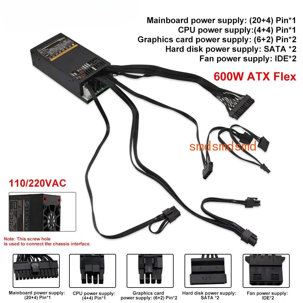 600W Modular Power Supply Smal - đánh giá và giá Atx Power Supply 1U Flex 500W